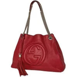 Gucci Soho Tote Bag Fringe Interlocking GG Leather Red